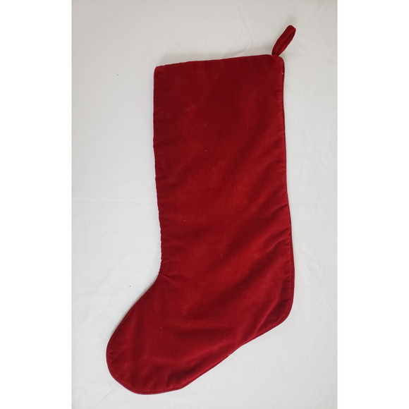 JL) Vintage Needlepoint Christmas Stocking Santa Holly Snow Red Velvet Lined 18" - Picture 3 of 6